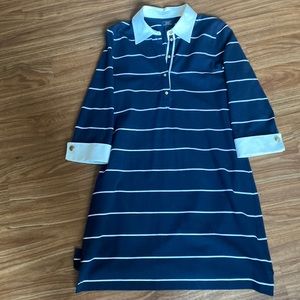 Brooks Brothers Womens Blue & White striped dress with cuff links.